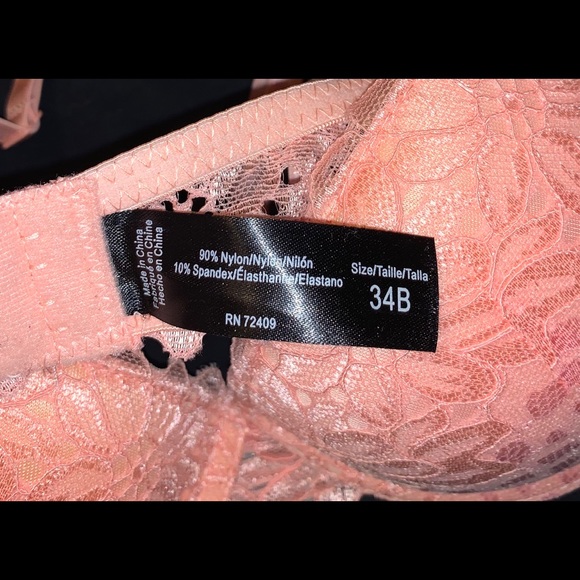 NWOT Stunning Coral Lace Push Up Bra, 34B - Picture 4 of 4